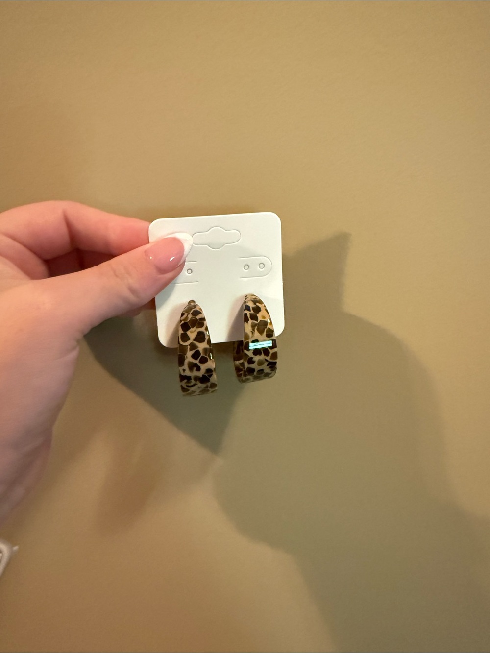 Leopard Print Hoop Earrings - Brown